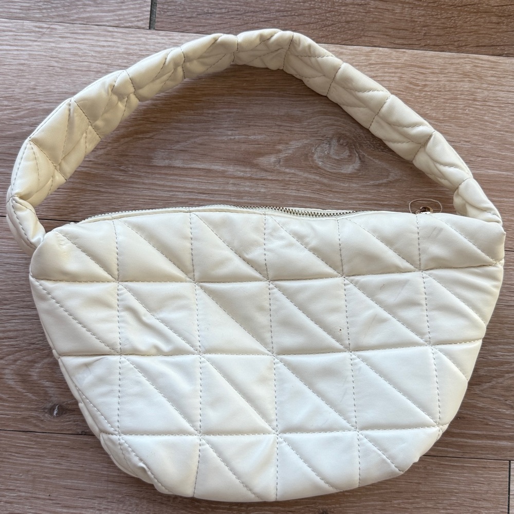 Quilted Cream Shoulder Bag